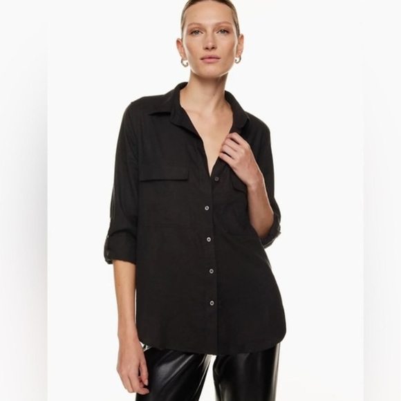 James Perse poplin utility shirt women’s 3/4‎ sleeve button down size 3 or large - Picture 1 of 14